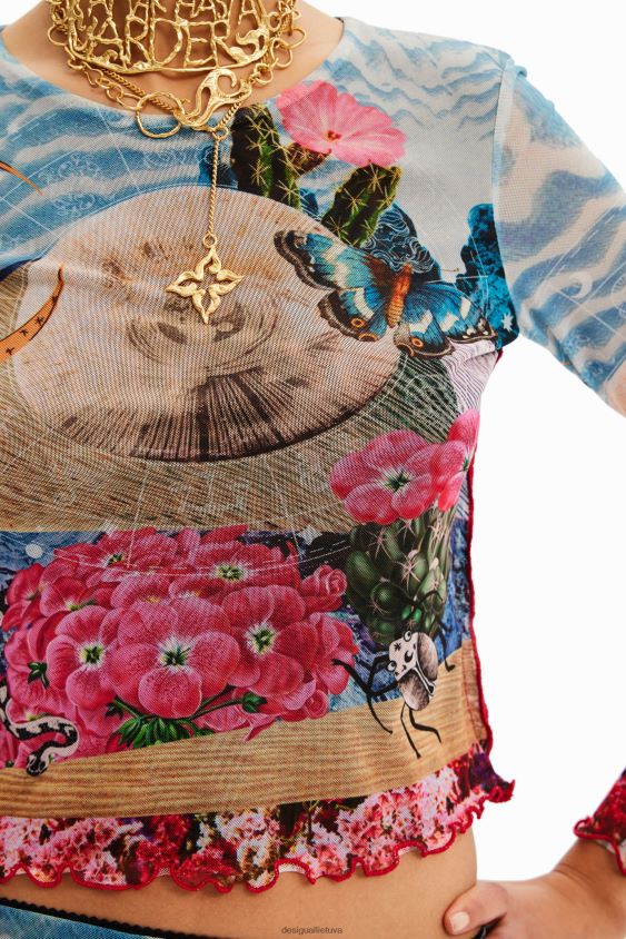 Desigual moterys trumpi ploni fantastiniai marškinėliai apranga S606BV847