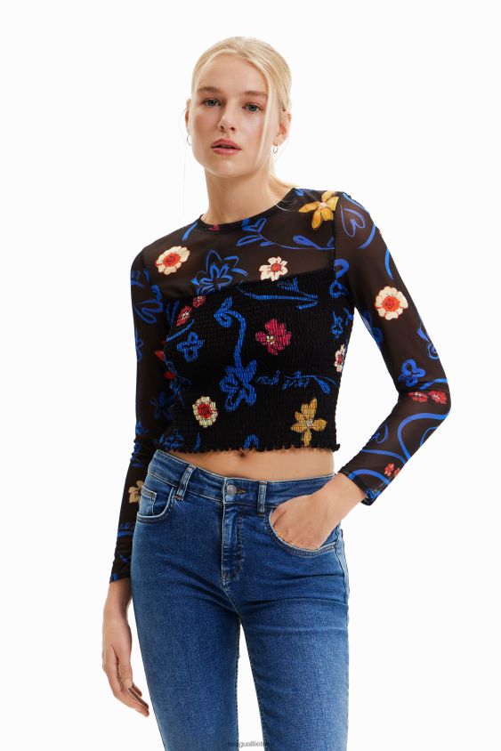 Desigual moterys trumpi ploni gėlėti marškinėliai apranga S606BV594