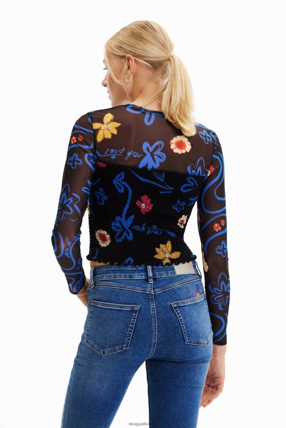 Desigual moterys trumpi ploni gėlėti marškinėliai apranga S606BV594