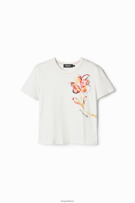 Desigual moterys trumpomis rankovėmis gėlių marškinėliai apranga S606BV1168