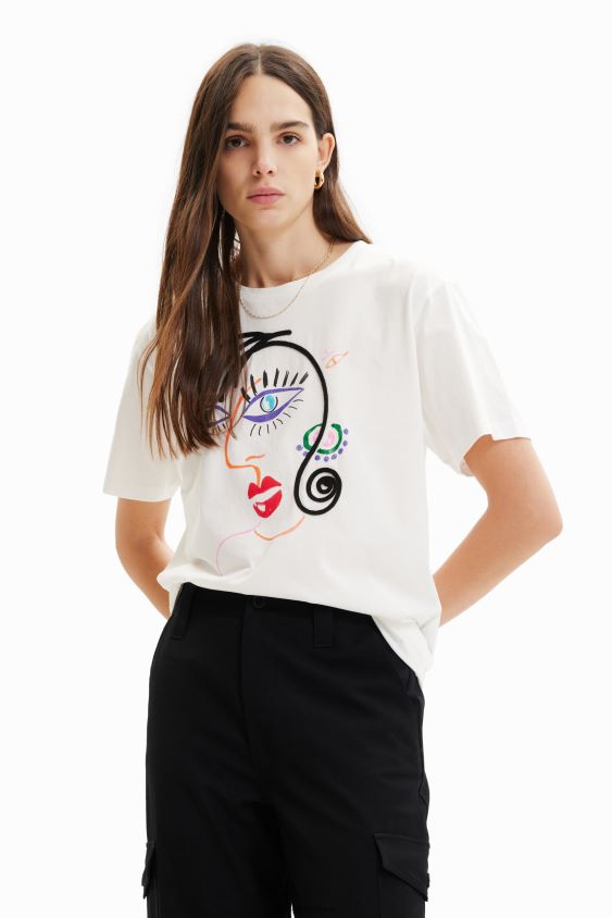 Desigual moterys trumpomis rankovėmis veido marškinėliai apranga S606BV341