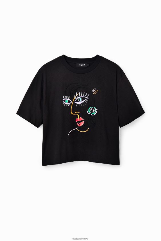 Desigual moterys trumpomis rankovėmis veido marškinėliai apranga S606BV950