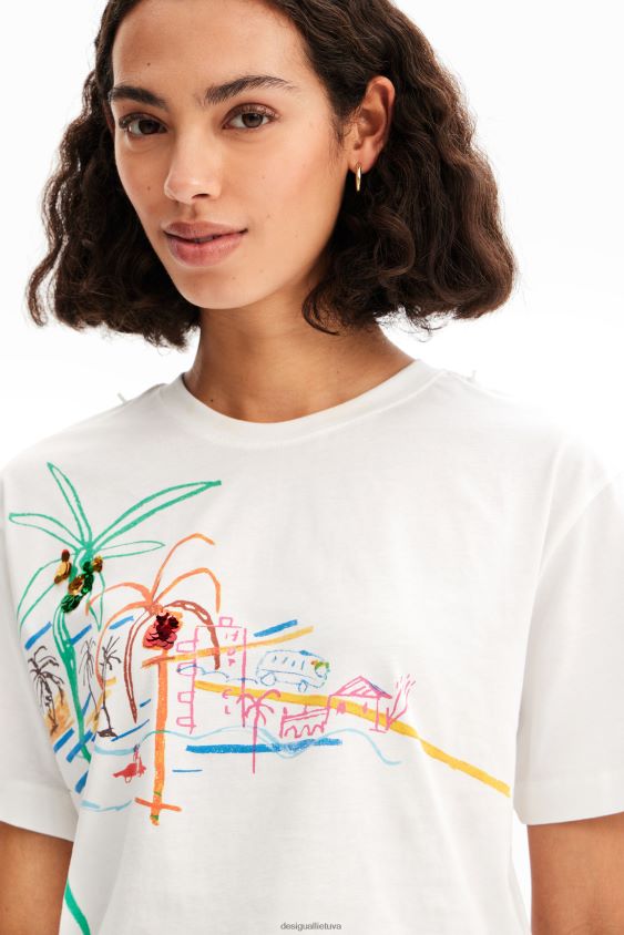 Desigual moterys vėrinį iliustruojantys marškinėliai apranga S606BV606