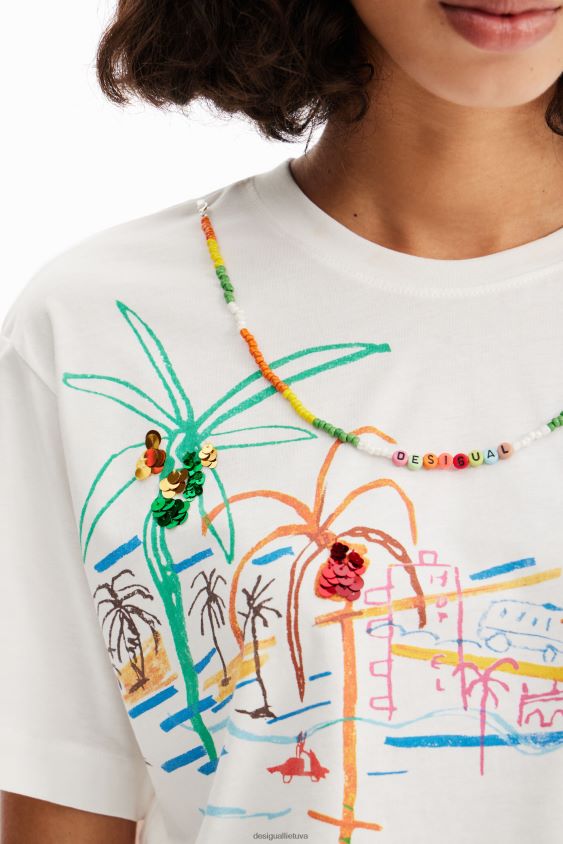 Desigual moterys vėrinį iliustruojantys marškinėliai apranga S606BV606