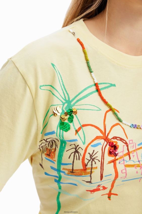 Desigual moterys vėrinį iliustruojantys marškinėliai apranga S606BV776