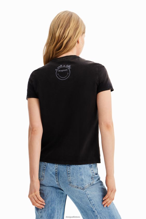 Desigual moterys šypsenėlių gėlių marškinėliai apranga S606BV1018