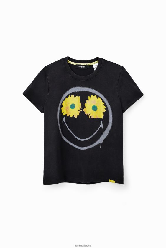 Desigual moterys šypsenėlių gėlių marškinėliai apranga S606BV1018