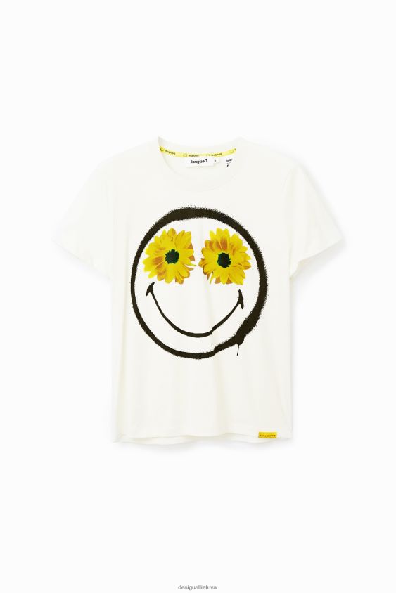 Desigual moterys šypsenėlių gėlių marškinėliai apranga S606BV944