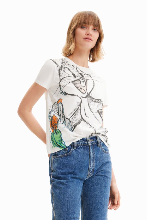 Desigual moterys zuikio marškinėliai trumpomis rankovėmis apranga S606BV885
