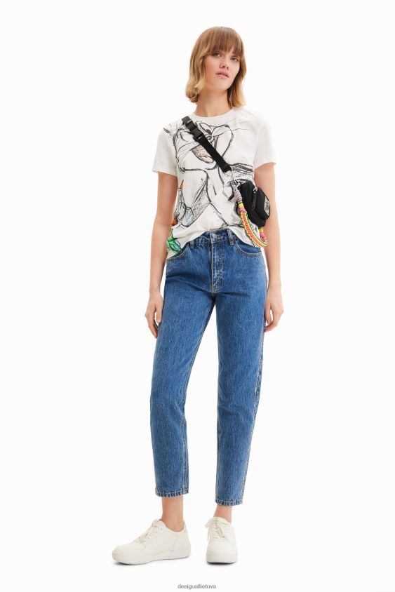 Desigual moterys zuikio marškinėliai trumpomis rankovėmis apranga S606BV885