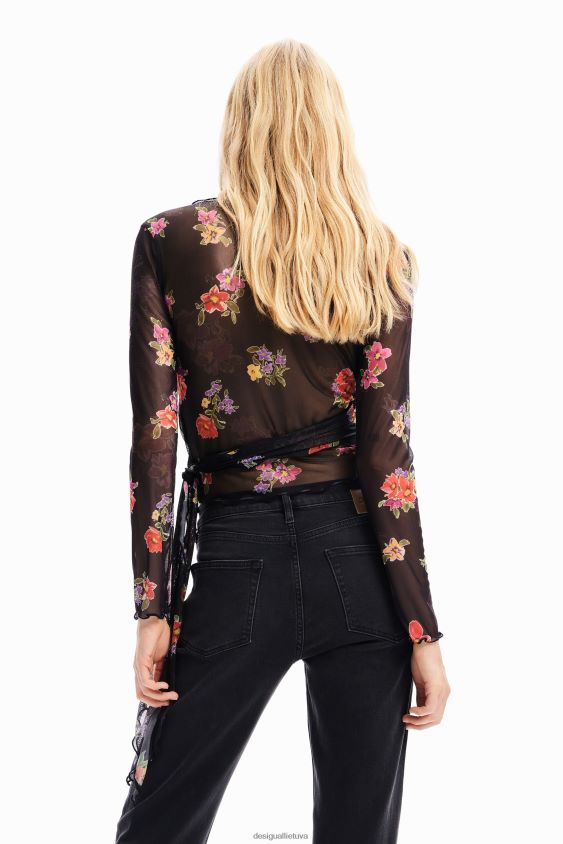 Desigual moterys apvyniokite gėlėtą tiulio palaidinę apranga S606BV84