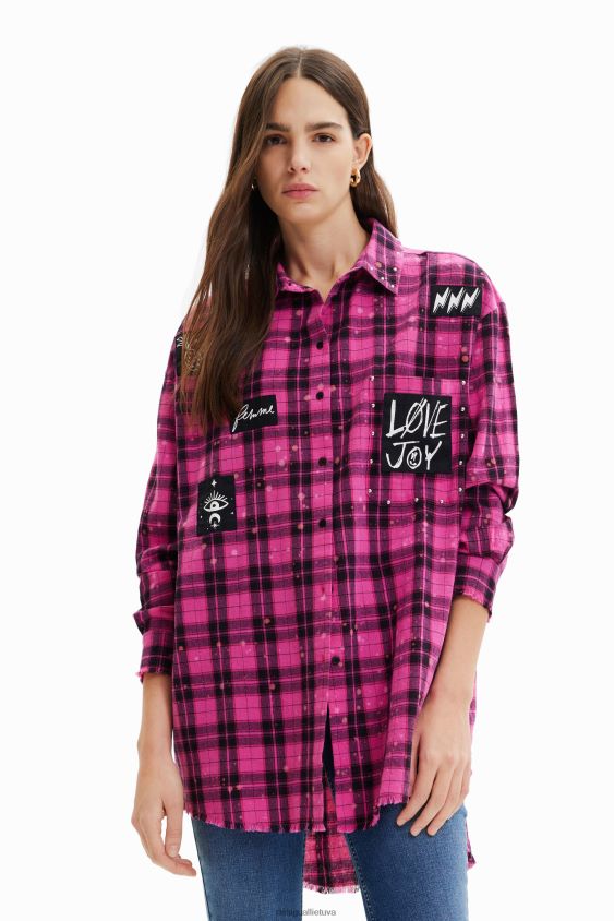 Desigual moterys didelio dydžio languoti marškiniai apranga S606BV449