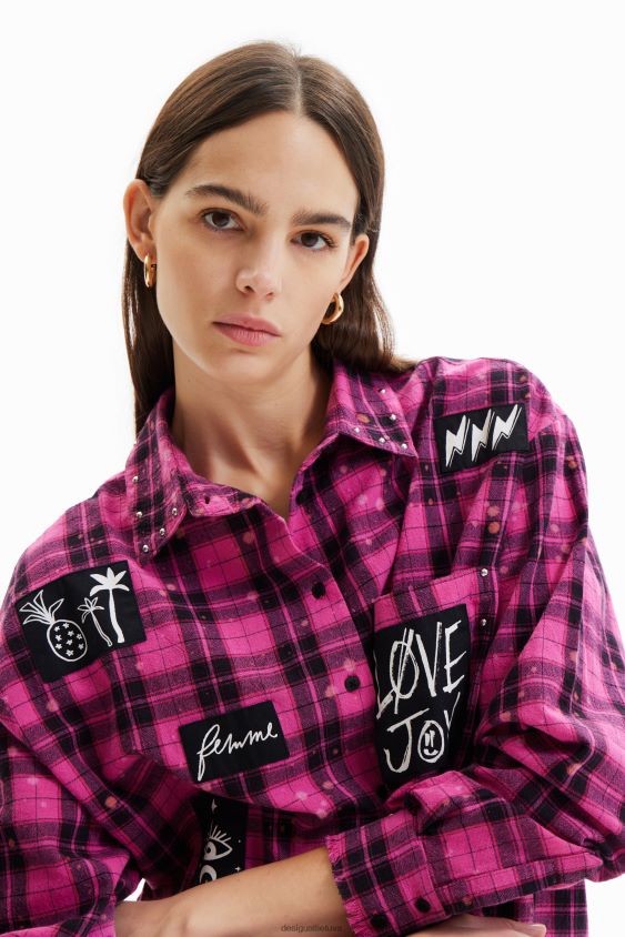 Desigual moterys didelio dydžio languoti marškiniai apranga S606BV449