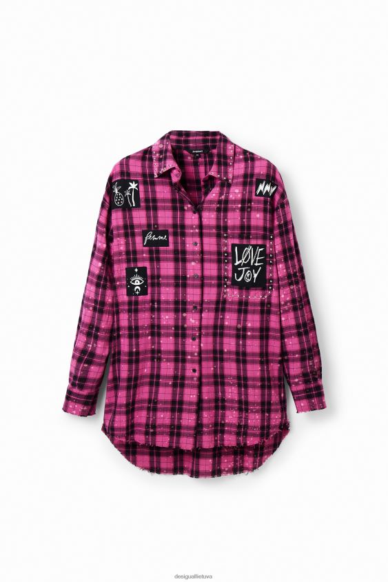 Desigual moterys didelio dydžio languoti marškiniai apranga S606BV449