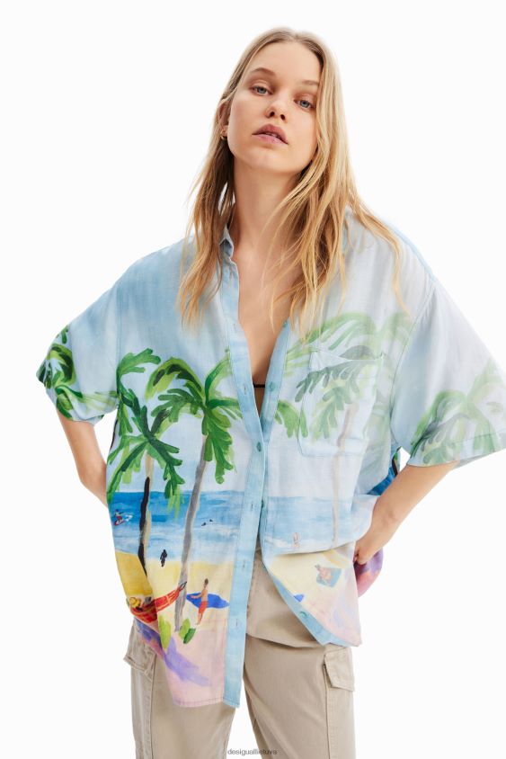 Desigual moterys didelio dydžio tropinio lino marškiniai apranga S606BV368