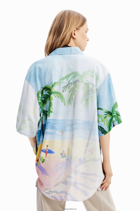 Desigual moterys didelio dydžio tropinio lino marškiniai apranga S606BV368