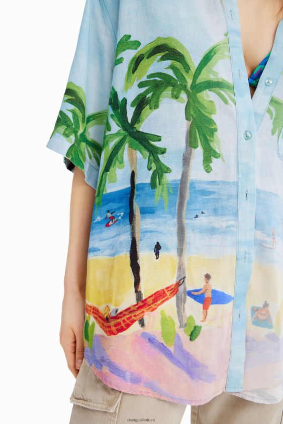 Desigual moterys didelio dydžio tropinio lino marškiniai apranga S606BV368