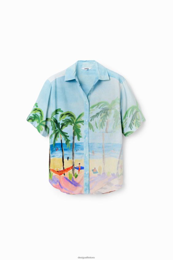 Desigual moterys didelio dydžio tropinio lino marškiniai apranga S606BV368