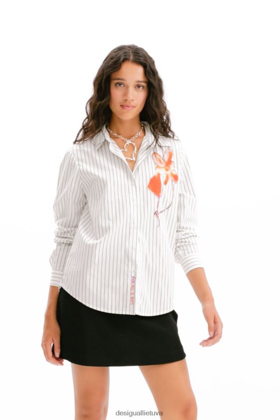 Desigual moterys dryžuoti gėlių marškiniai apranga S606BV114