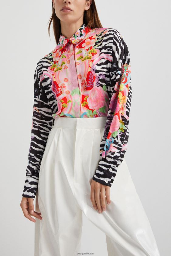 Desigual moterys gėlių zebro marškinėliai apranga S606BV470
