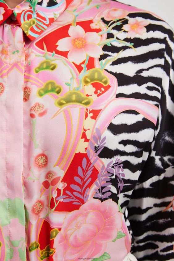 Desigual moterys gėlių zebro marškinėliai apranga S606BV470