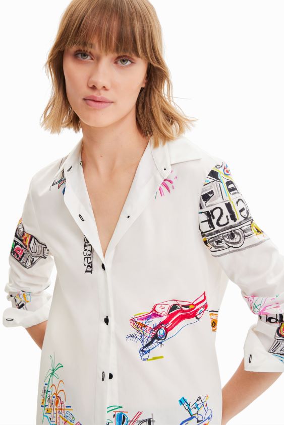 Desigual moterys iliustruoti marškiniai ilgomis rankovėmis apranga S606BV895