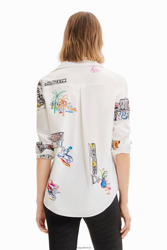 Desigual moterys iliustruoti marškiniai ilgomis rankovėmis apranga S606BV895