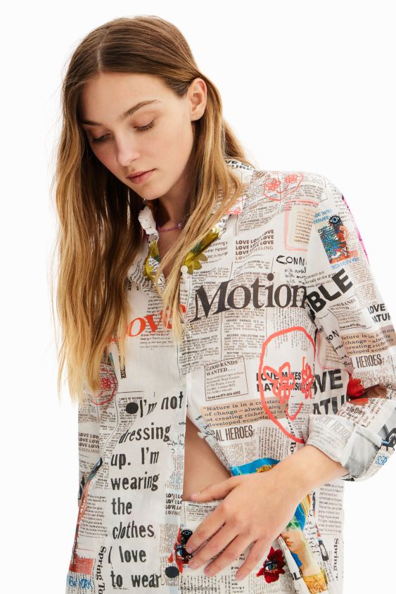 Desigual moterys laikraščių marškinėliai ilgomis rankovėmis apranga S606BV869