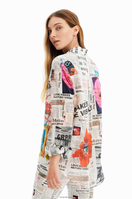 Desigual moterys laikraščių marškinėliai ilgomis rankovėmis apranga S606BV869