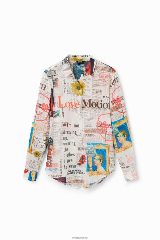 Desigual moterys laikraščių marškinėliai ilgomis rankovėmis apranga S606BV869