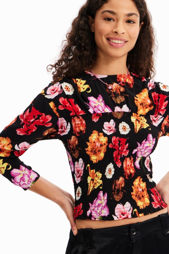 Desigual moterys m. christian Lacroix gėlėta rusva palaidinė apranga S606BV615