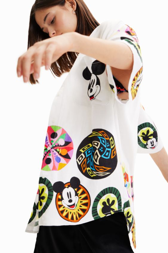 Desigual moterys m. christian Lacroix lininiai Mikio peliuko marškiniai apranga S606BV907