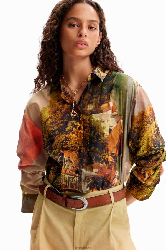 Desigual moterys m. krikščioniški Lacroix peizažiniai marškiniai apranga S606BV50