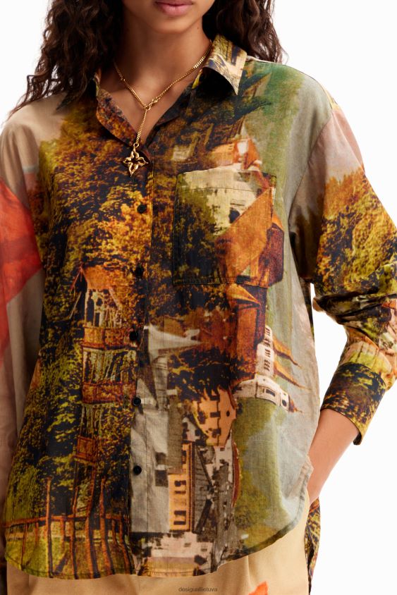 Desigual moterys m. krikščioniški Lacroix peizažiniai marškiniai apranga S606BV50