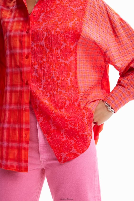 Desigual moterys negabaritinių skiautinių languotų marškinėlių apranga S606BV506