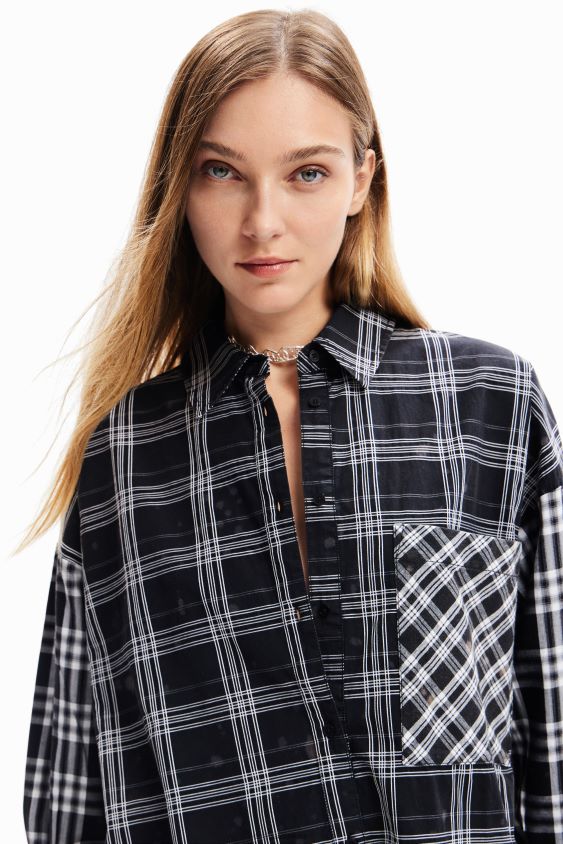 Desigual moterys negabaritinių skiautinių languotų marškinėlių apranga S606BV70