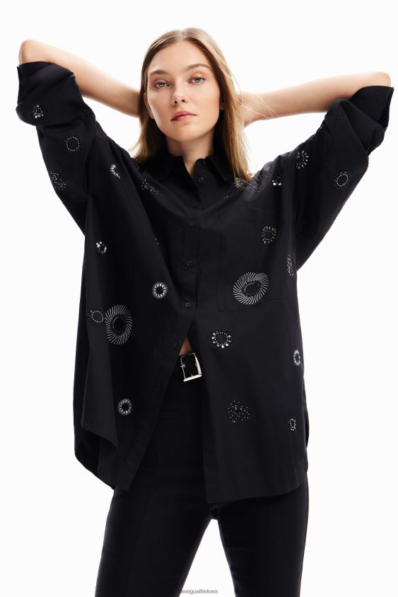 Desigual moterys oversize siuvinėti marškiniai apranga S606BV161