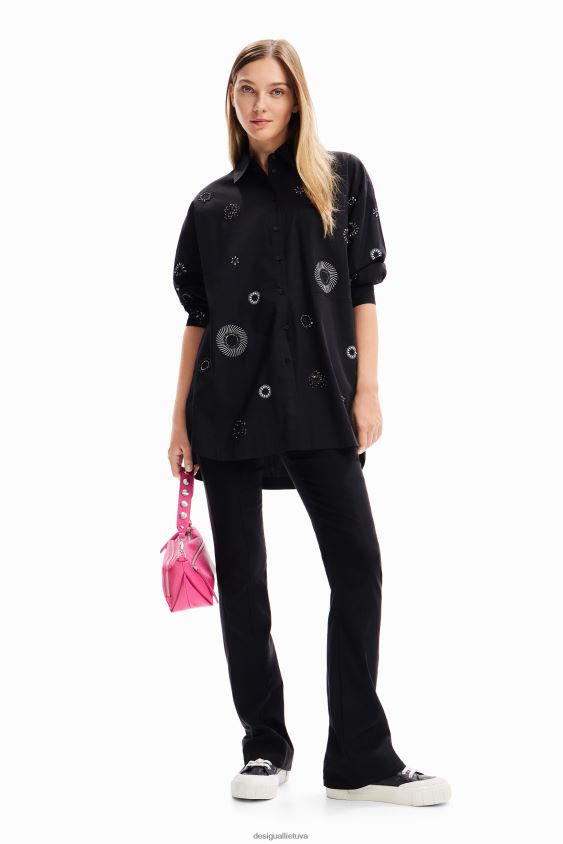 Desigual moterys oversize siuvinėti marškiniai apranga S606BV161