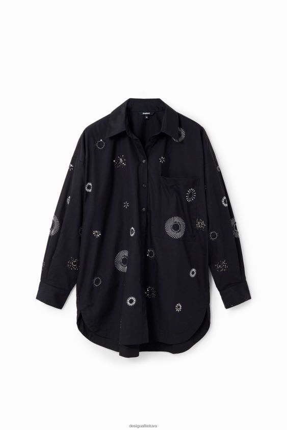Desigual moterys oversize siuvinėti marškiniai apranga S606BV161