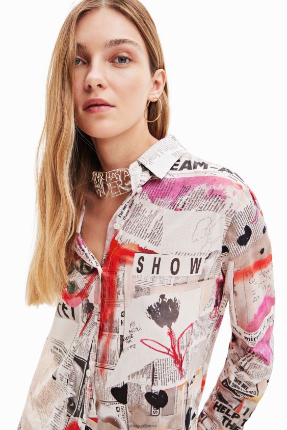 Desigual moterys puikūs laikraščių marškinėliai apranga S606BV23