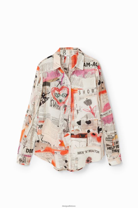 Desigual moterys puikūs laikraščių marškinėliai apranga S606BV23