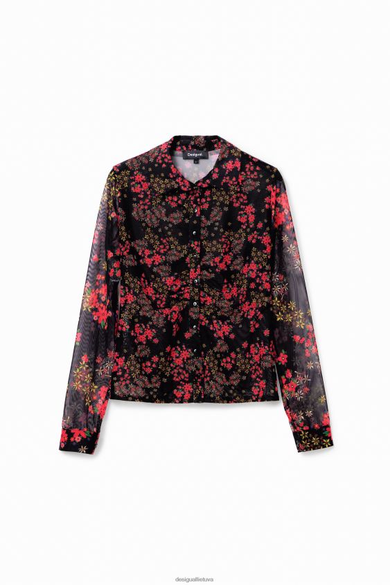Desigual moterys surinkti gėlėti tiulio marškiniai apranga S606BV997