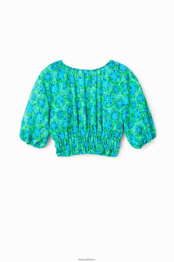 Desigual moterys trumpa surišama palaidinė pūstomis rankovėmis apranga S606BV692