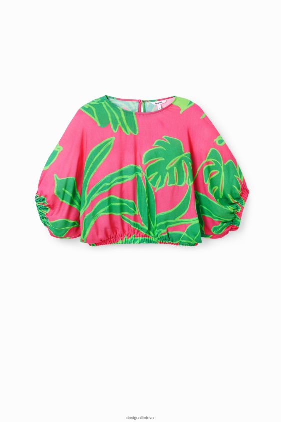 Desigual moterys trumpa tropinė palaidinė pūstomis rankovėmis apranga S606BV775