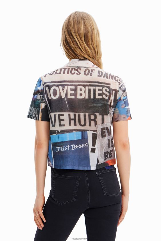 Desigual moterys trumpi laikraščio kurorto marškinėliai apranga S606BV329
