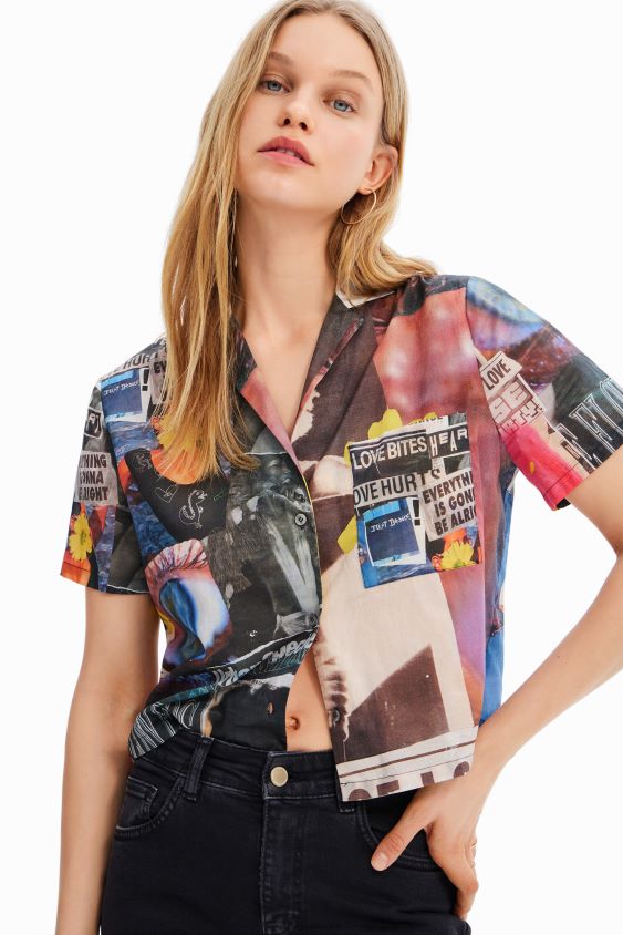 Desigual moterys trumpi laikraščio kurorto marškinėliai apranga S606BV329