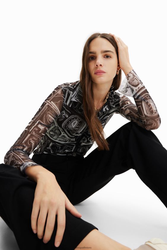Desigual moterys trumpi ploni tiulio marškinėliai apranga S606BV347