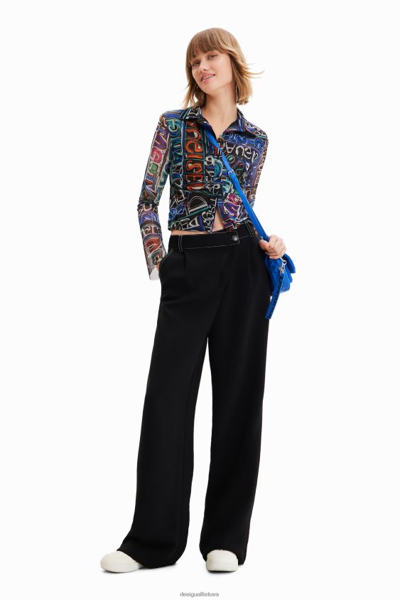 Desigual moterys trumpi ploni tiulio marškinėliai apranga S606BV649