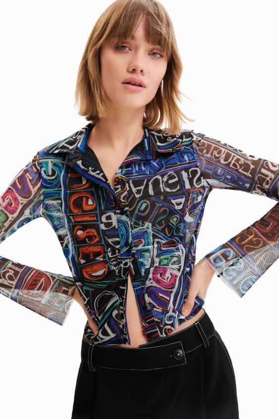 Desigual moterys trumpi ploni tiulio marškinėliai apranga S606BV649