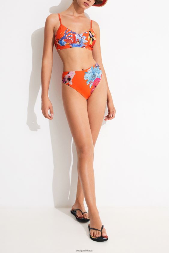 Desigual moterys koralinio trikampio bikinio viršus apranga S606BV1130